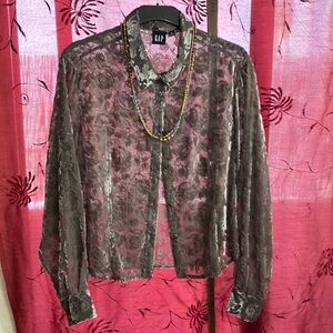 GAP Grey Long Sleeve Crop Blouse